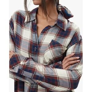 Oversized‎ Plaid Flannel Campocore Cozycore IndieSleaze WEWOREWHAT XXS /XS NWT